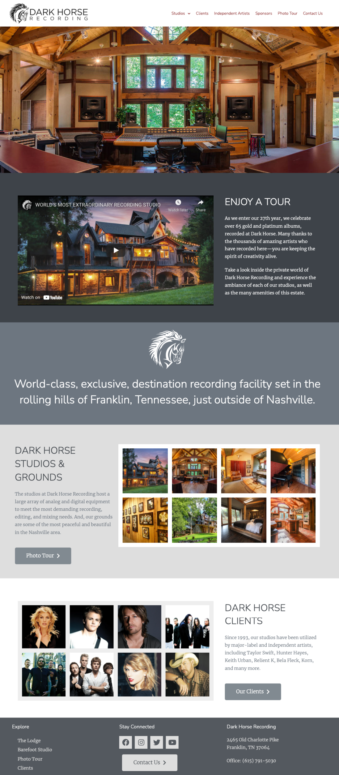 Dark Horse Recording Website Home Page