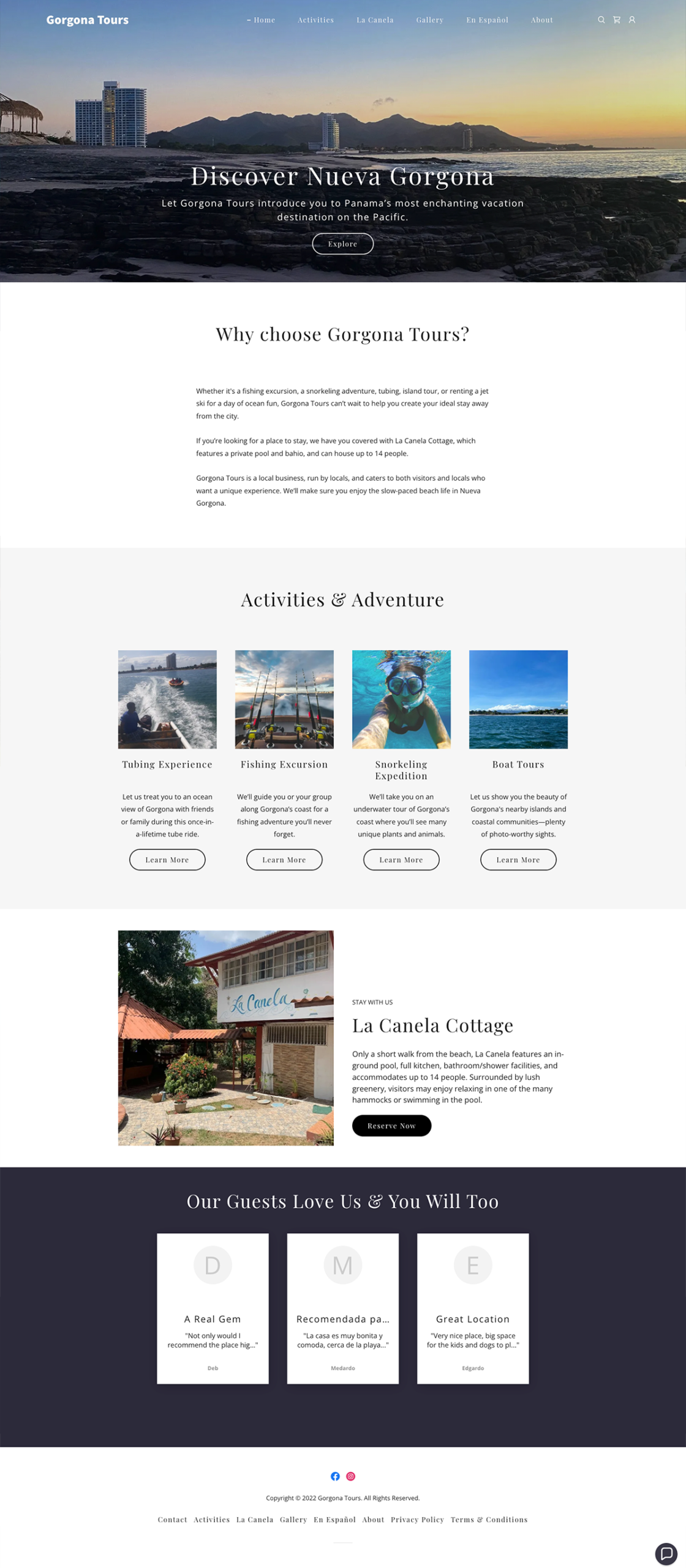 Gorgona Tours Website Home