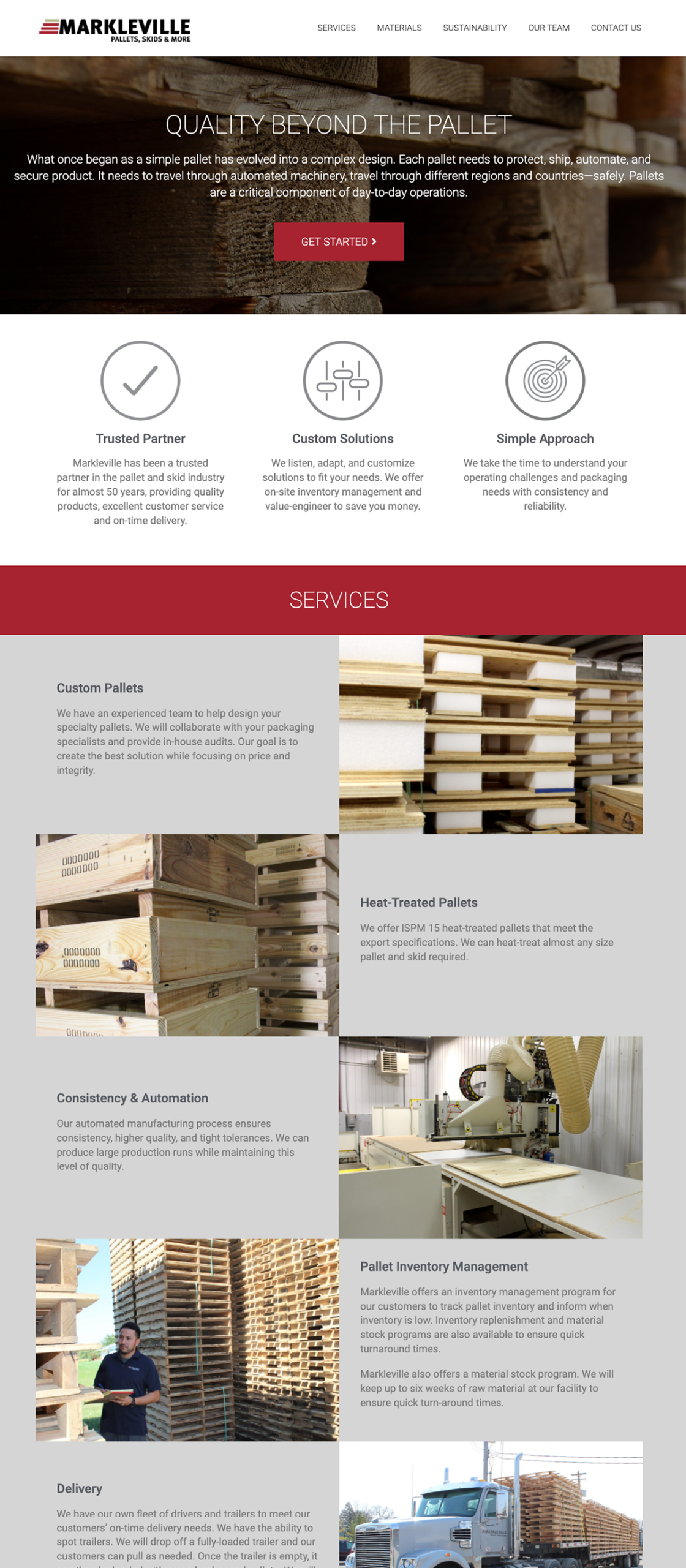 Markleville Pallets, Skids, & More Website Home