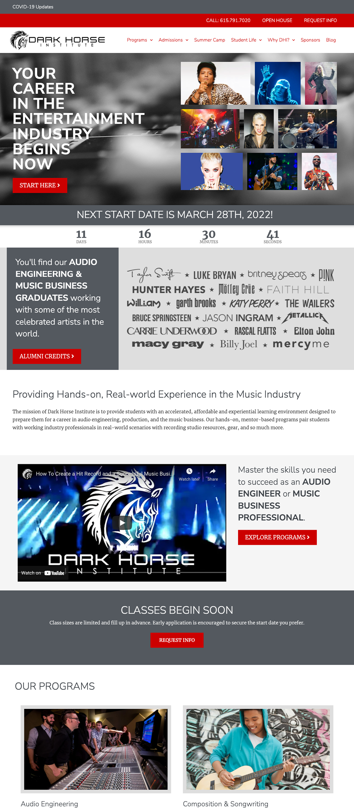 Dark Horse Institute Website Home Portfolio Image