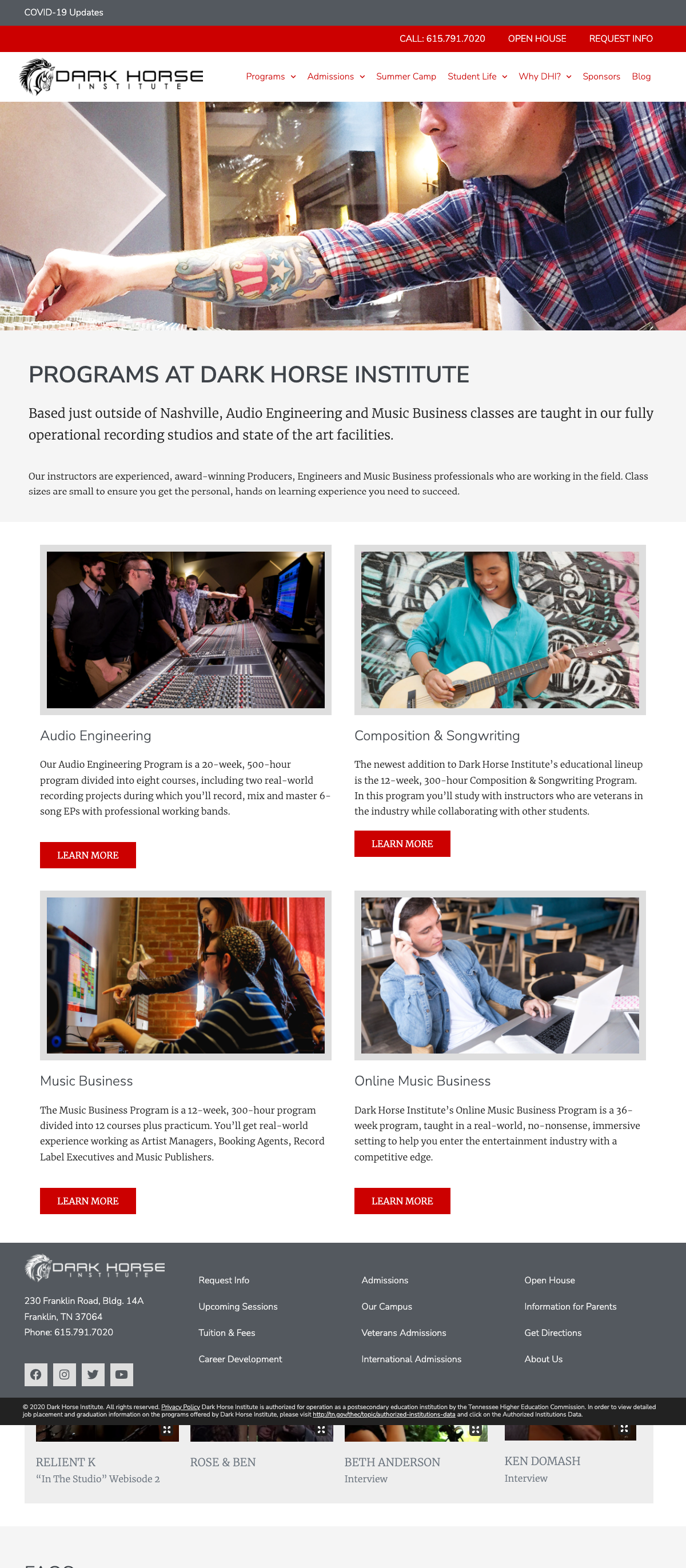 Dark Horse Institute Website Programs Portfolio Image