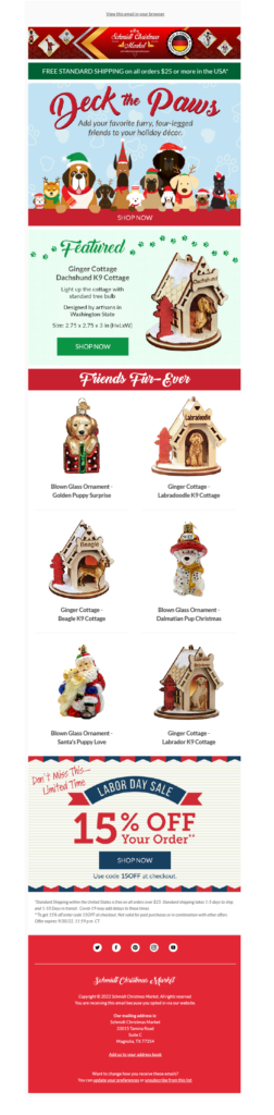 Schmidt Christmas Market Deck the Paws Email