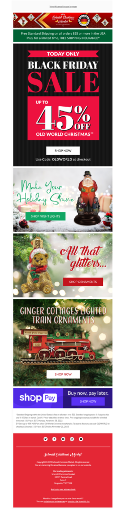Schmidt Christmas Market Black Friday Sale Email