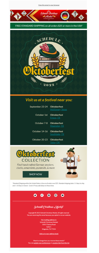 Schmidt Christmas Market Oktoberfest Email