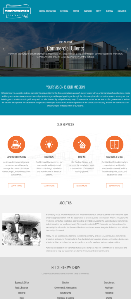 Fredericks Inc. Website Home