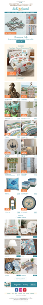 Bella Coastal Décor Clearance Sale Email
