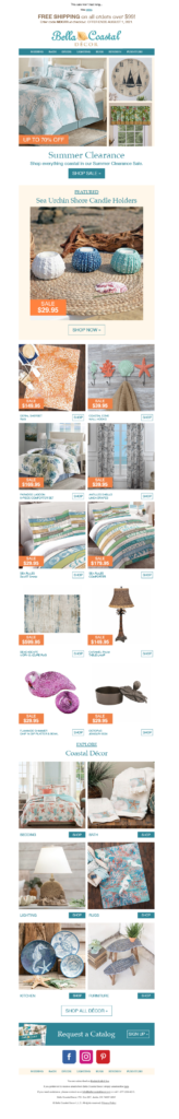 Bella Coastal Décor Summer Clearance Email