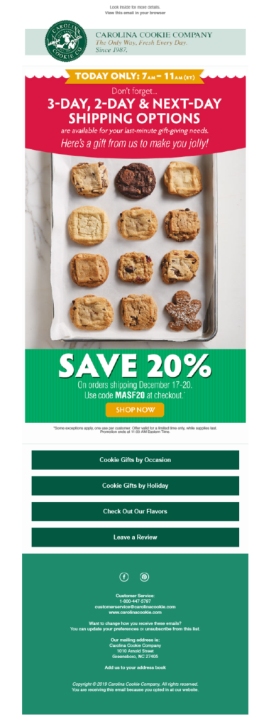 Carolina Cookie Company Save 20% Email