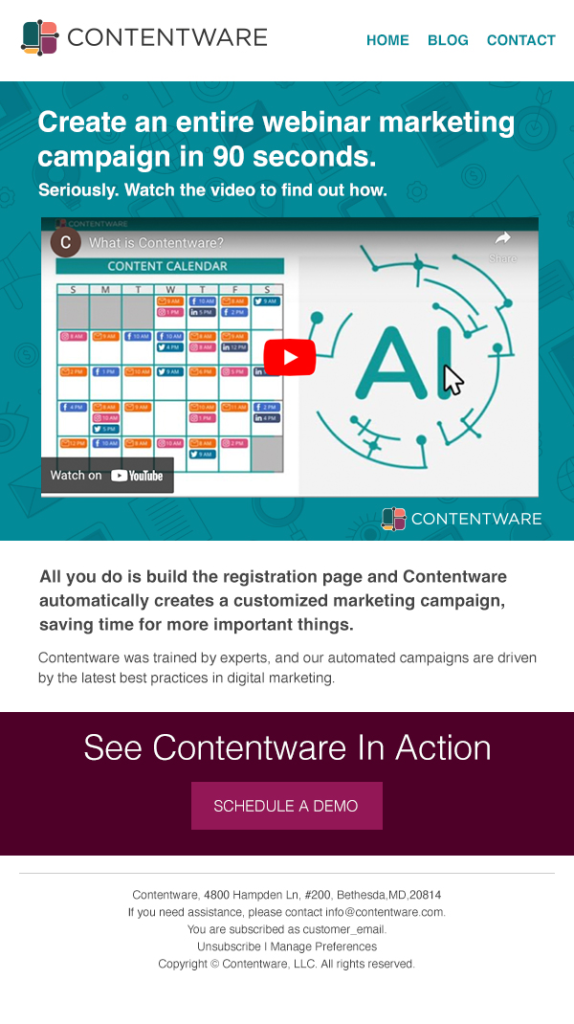 Contentware Watch the Video Email