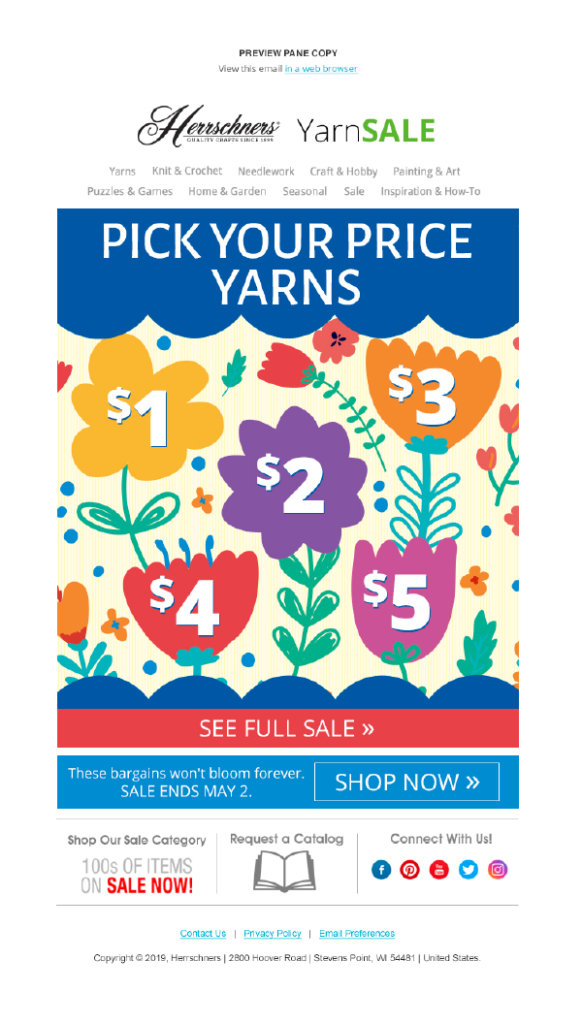 Herrschners Pick Your Price Yarns Email