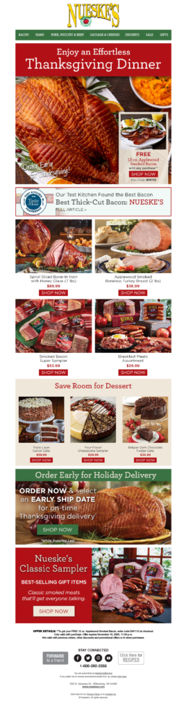 Nueske's Enjoy an Effortless Thanksgiving Dinner Email