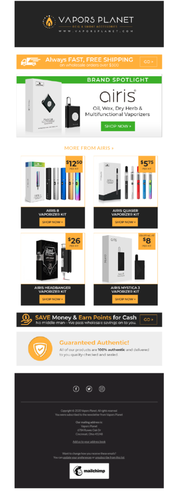 Vapors Planet Brand Spotlight Airis Email