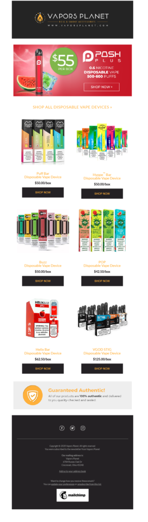 Vapors Planet Posh Plus Disposables Email